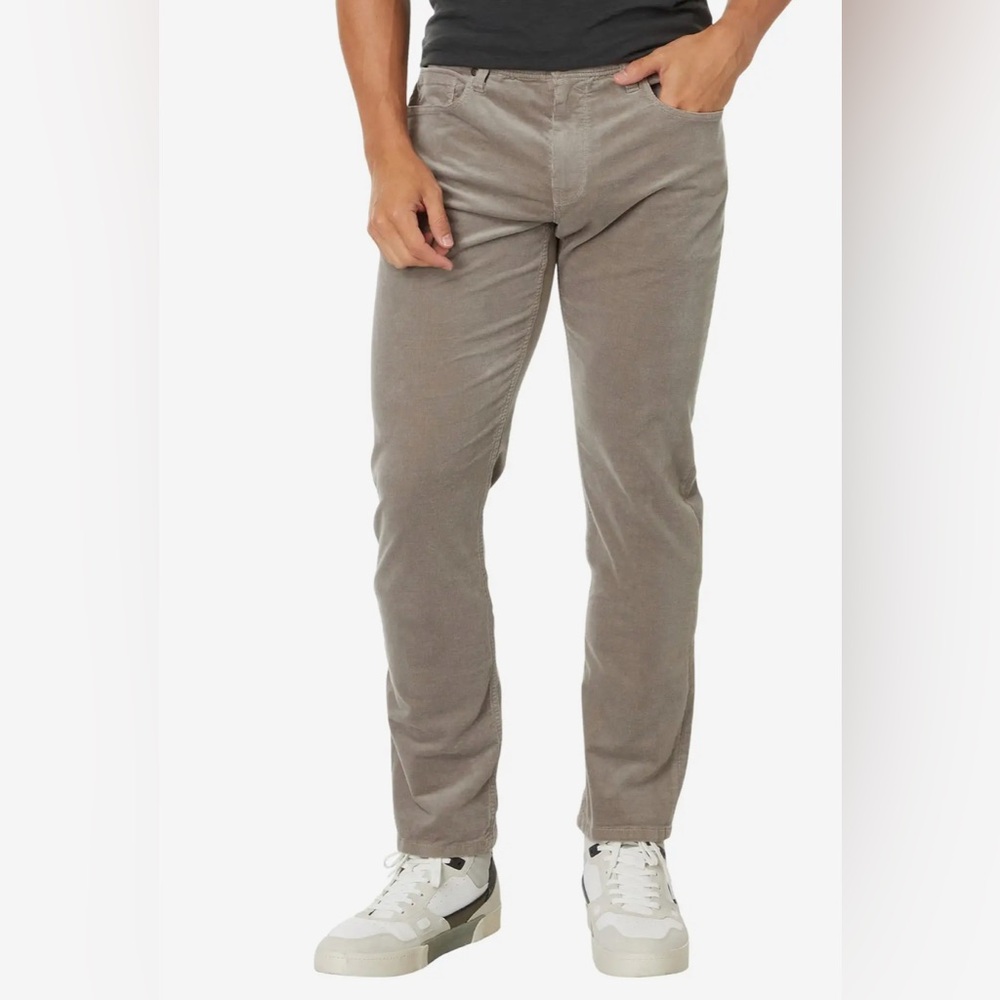 PAIGE Men's Federal Slim Straight Fit Stretch Corduroy Pants - Silver Pearl NWOT